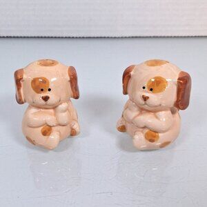 Josef Originals Salt Pepper Shakers Puppy Dogs Korea Tan And Brown Spots